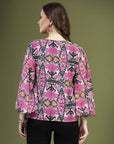 Violet  Black Ethnic Motifs Printed Shirt Style Top