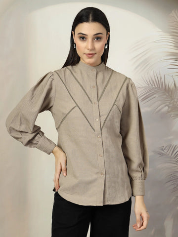 Women Standard Opaque Casual Buttoned Top