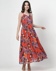 Floral Print Halter Neck Maxi Dress