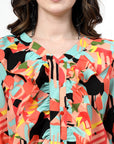 Print Tie-Up Neck Top