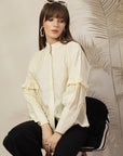 Mandarin Collar Cotton Shirt Style Top