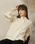 Mandarin Collar Cotton Shirt Style Top