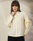 Mandarin Collar Cotton Shirt Style Top