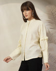 Mandarin Collar Cotton Shirt Style Top