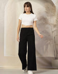 Women Loose Fit High Rise Cotton Trousers