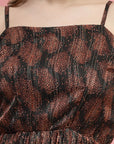 Brown Ethnic Motifs Printed Smocked Tiered A-Line Dress