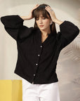 Mandarin Collar Shirt Style Polyester Top