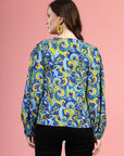 Blue  Green Ethnic Motifs Printed Shirt Style  Top