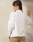 Mandarin Collar Cotton Shirt Style Top