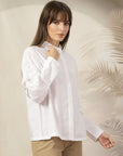 Mandarin Collar Cotton Shirt Style Top