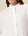 Mandarin Collar Cotton Shirt Style Top