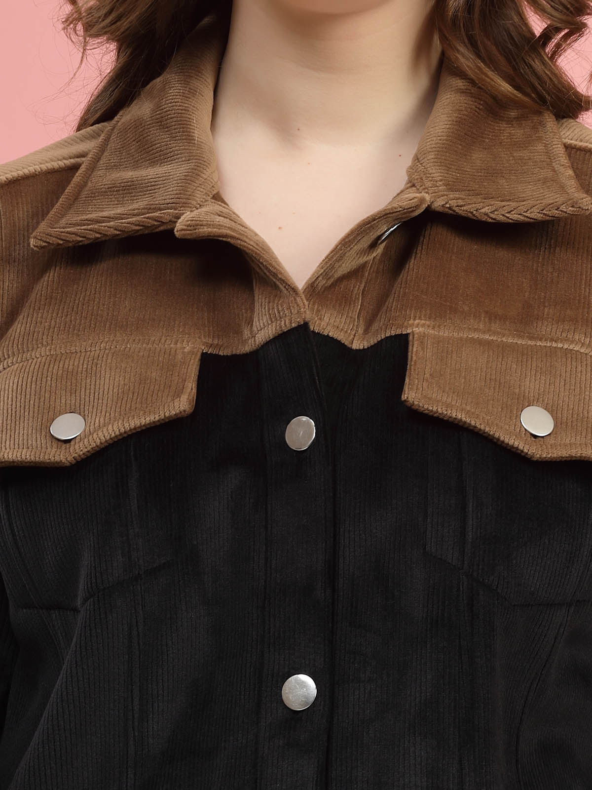 Black Self Design Spread Collar Bomber Jacket