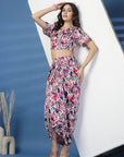 Pink Printed top with Skirt Co-Ords set