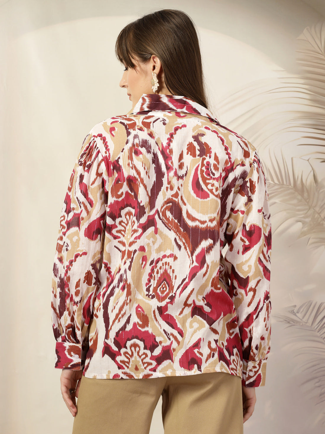 Women Floral Opaque Printed Casual Cotton Buttoned Top