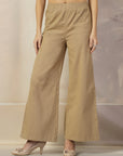 Women Regular Fit Mid-Rise Parallel Cotton Trousers