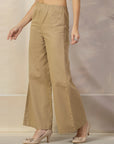 Women Regular Fit Mid-Rise Parallel Cotton Trousers