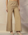 Women Regular Fit Mid-Rise Parallel Cotton Trousers