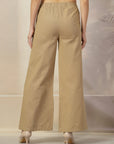 Women Regular Fit Mid-Rise Parallel Cotton Trousers