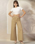 Women Regular Fit Mid-Rise Parallel Cotton Trousers