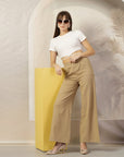 Women Regular Fit Mid-Rise Parallel Cotton Trousers