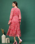 Floral Print A-Line Midi Dress