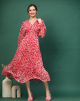 Floral Print A-Line Midi Dress