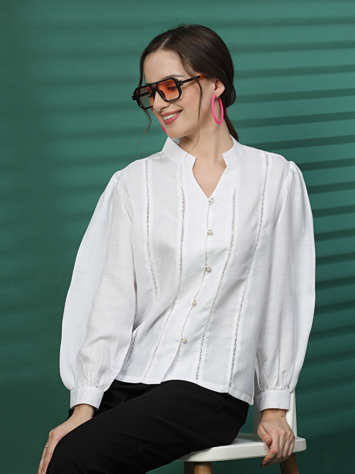 Women Opaque Casual Buttoned Top