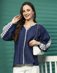 Print Cotton Shirt Style Top