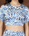 Blue white printed top with Skirt Co-Ords