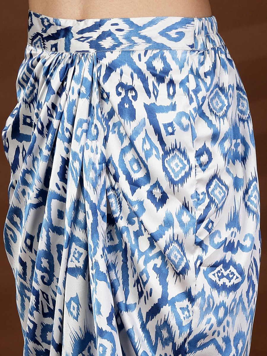 Blue white printed top with Skirt Co-Ords