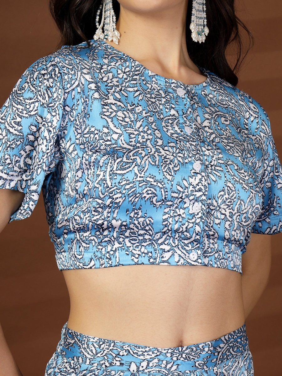 Blue Printed top with Skirt Co-Ords set