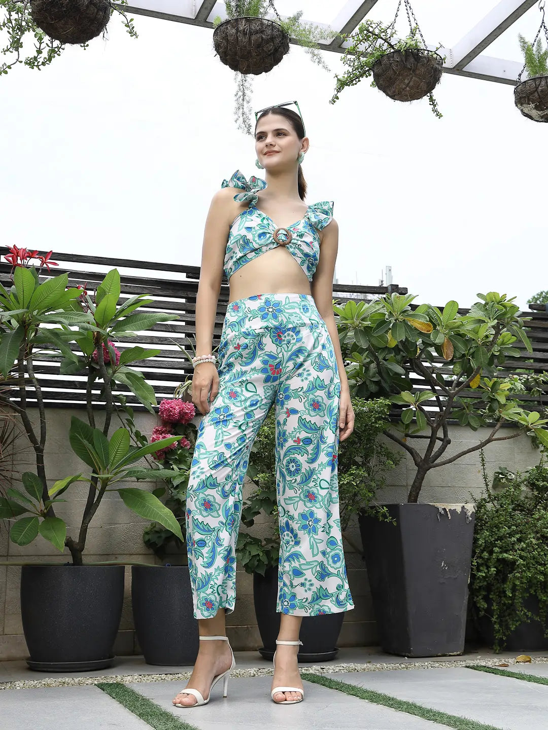 Printed Top With Trousers Co-Ord Set