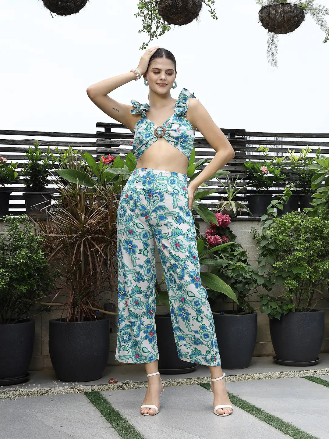 Printed Top With Trousers Co-Ord Set