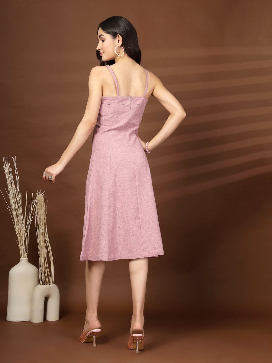 Solid Peach Shoulder straps Dress