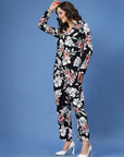 Floral Printed Lapel Collar Shirt & Trousers