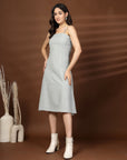 Grey Solid fit & flare Shoulder Straps Dress