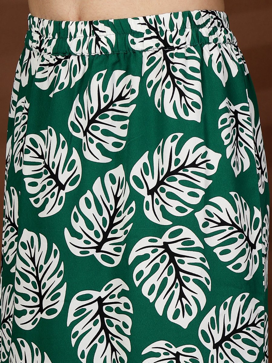 Green Printed Top With Skirt Co-Ords