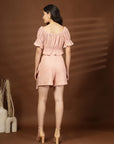 Pink Solid Top With Skirt Co-Ords Set