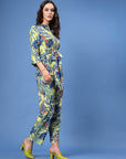Printed Shirt Collar Shirt With Trousers