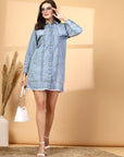 Light Blue Fit & Flare Denim Dress