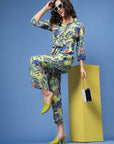 Printed Shirt Collar Shirt With Trousers