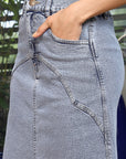 Blue Denim A-Line Maxi Skirt light-blue