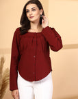 Women Rust Opaque Casual Shirt