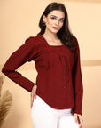 Women Rust Opaque Casual Shirt