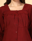 Women Rust Opaque Casual Buttoned Top