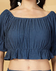 Blue Solid Top With Skirt Co-Ords Set