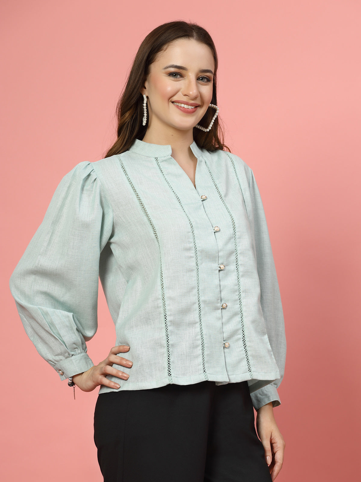 Women Opaque Casual Buttoned Top