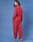 Red & Blue Ethnic Motifs Printed Shirt & Trouser