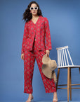 Red & Blue Ethnic Motifs Printed Shirt & Trouser