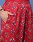 Red & Blue Ethnic Motifs Printed Shirt & Trouser